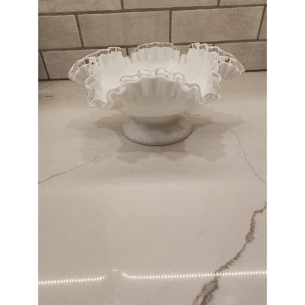 Fenton Glass Silver Crest Hexagon Footed Candy Dish/Bowl 8" Across
